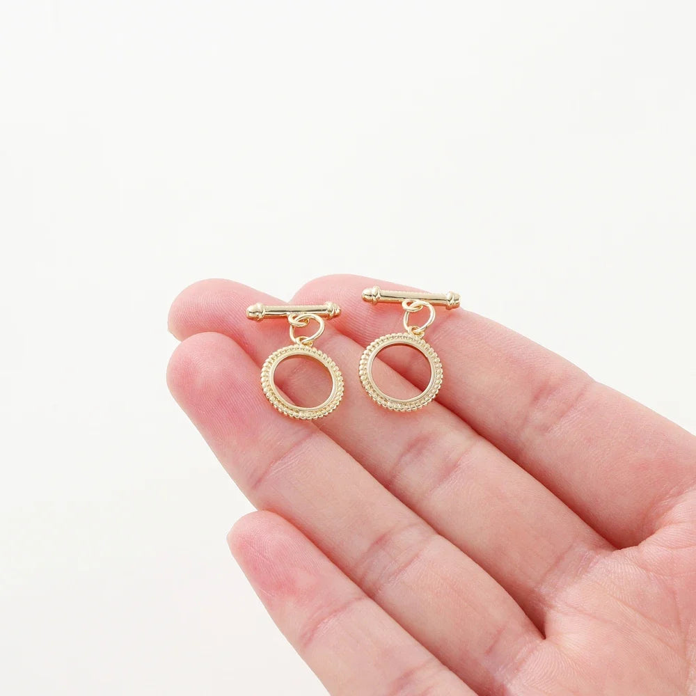 4 Sets 14K/18K Gold Color Plated Brass O Toggle Clasps Connector for DIY Bracelet Necklace Jewelry Making Findings Accessories