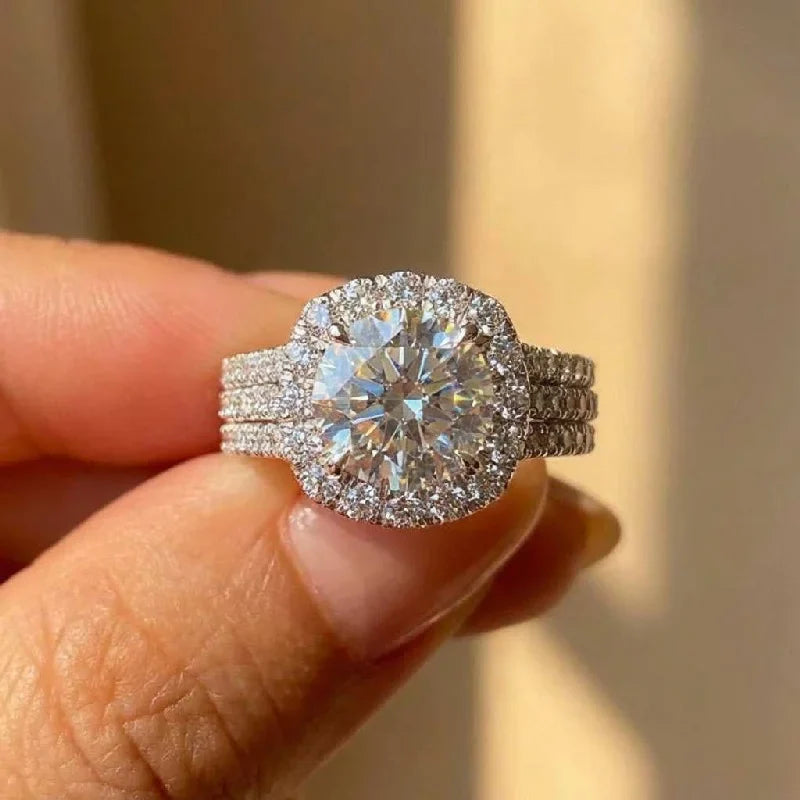 925 Sterling Silver Sparkling Full Zircon Square Geometry Rings for Women Gift Party High Quality stylish Jewelry Hot Sales