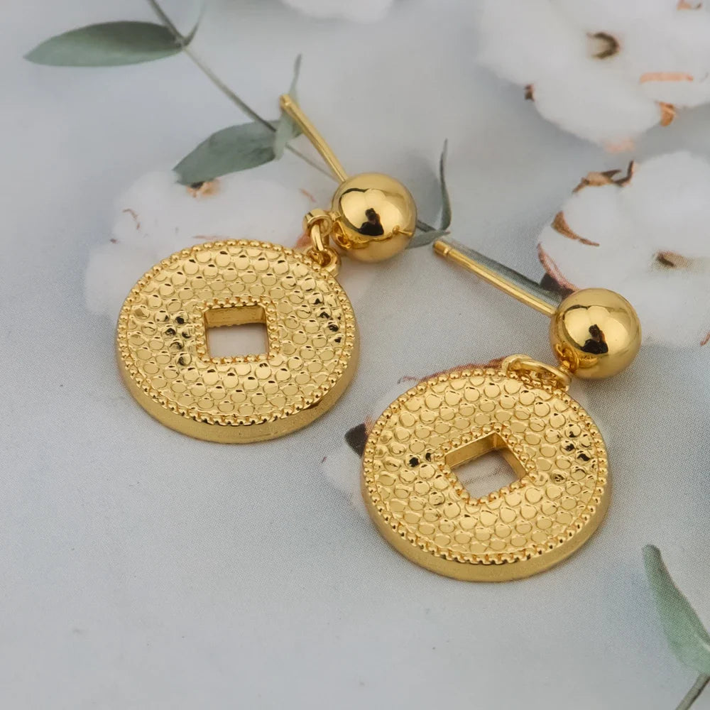 Dubai Gold Color Pendant Necklaces jewelry for Women Costume Necklace Earrings Sets Nigerian Wedding Party Gifts