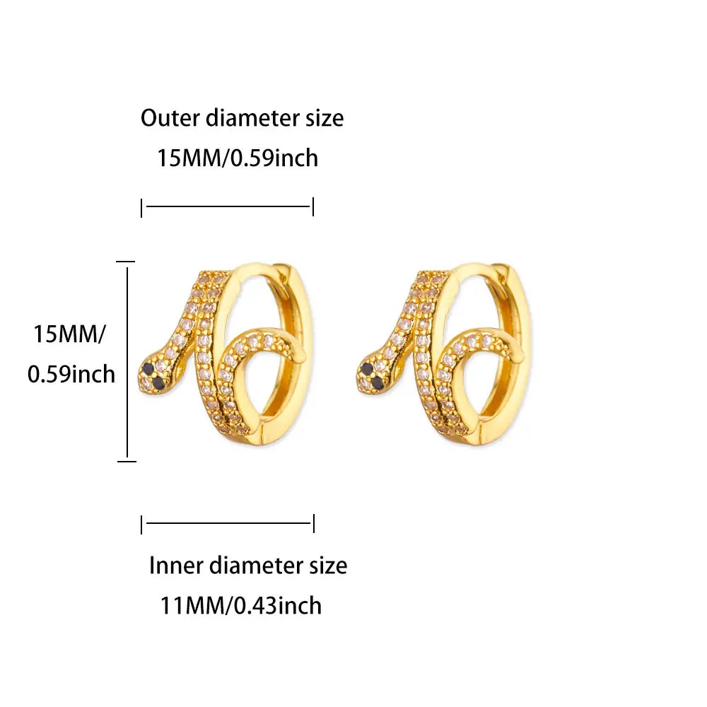 Luxury Zircon Hoop Earrings for Women Gold Color Stainless Steel Butterfly Heart Snake Earring Fashion Party Wedding Jewelry Gif