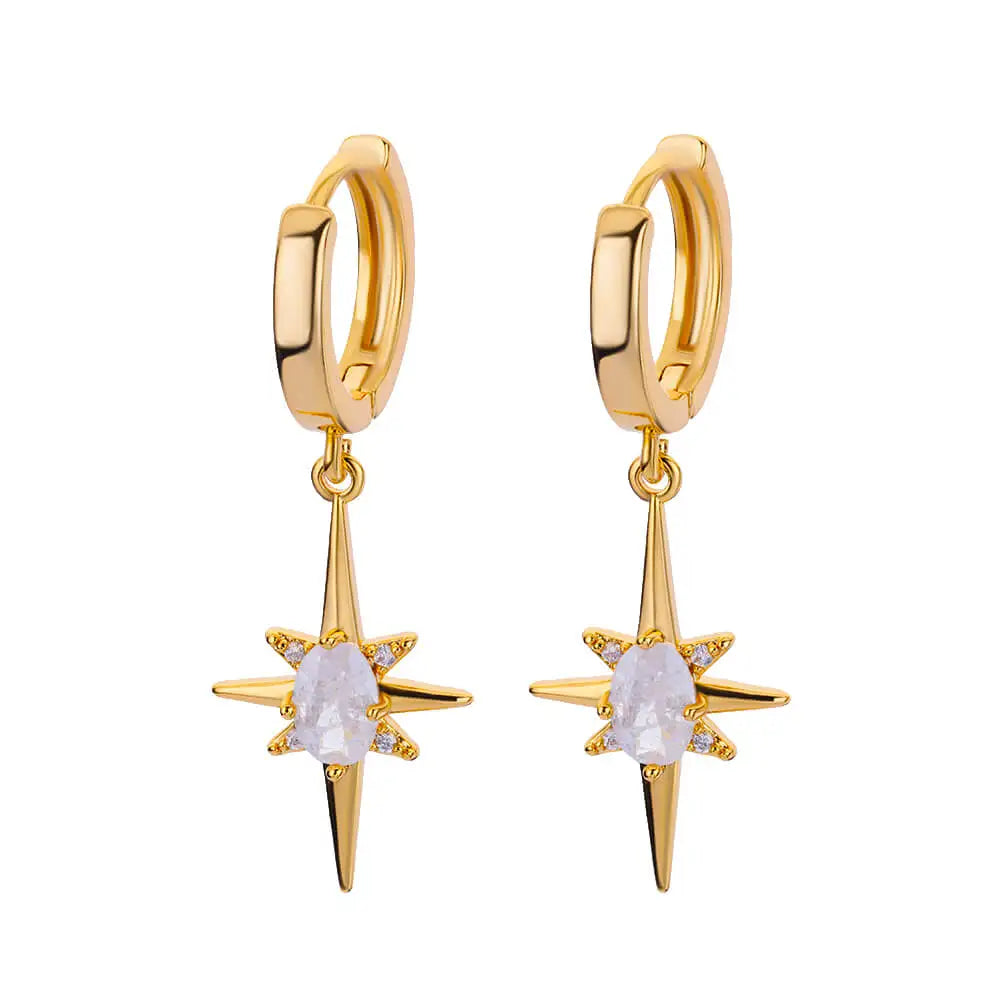 Zircon Star Pendientes Earrings for Women Girl Stainless Steel Gold Color Earring Y2k Wedding Aesthetic Jewelry aretes mujer