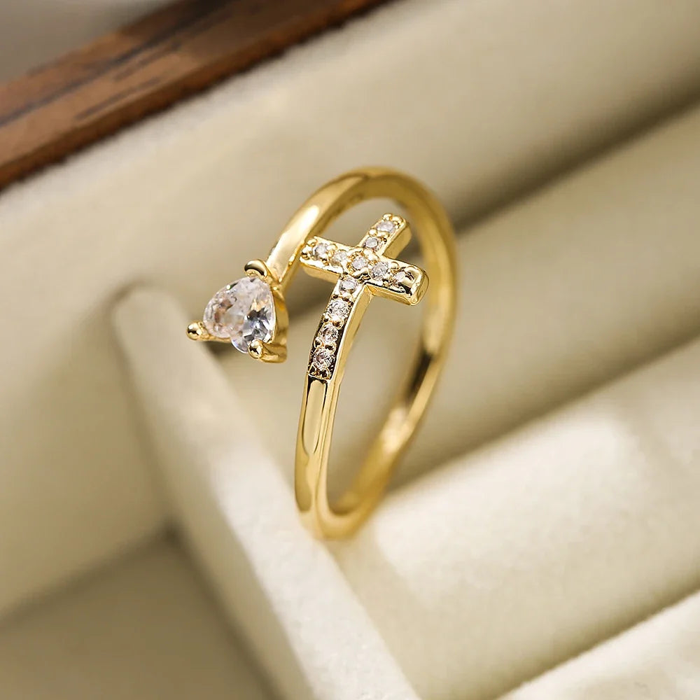 NEWBUY 2026 New Fashion Clear Shiny CZ Zircon Cross Evil Eye Rings For Women Girl Finger Accessories Party Jewelry Gift