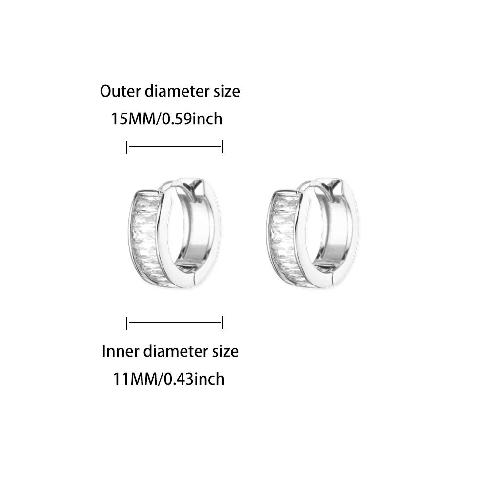 Cubic Zirconia Hoop Stud Earrings For Women Stainless Steel Gold Color Piercing Earring 2025 New Fashion Wedding Jewelry Gift