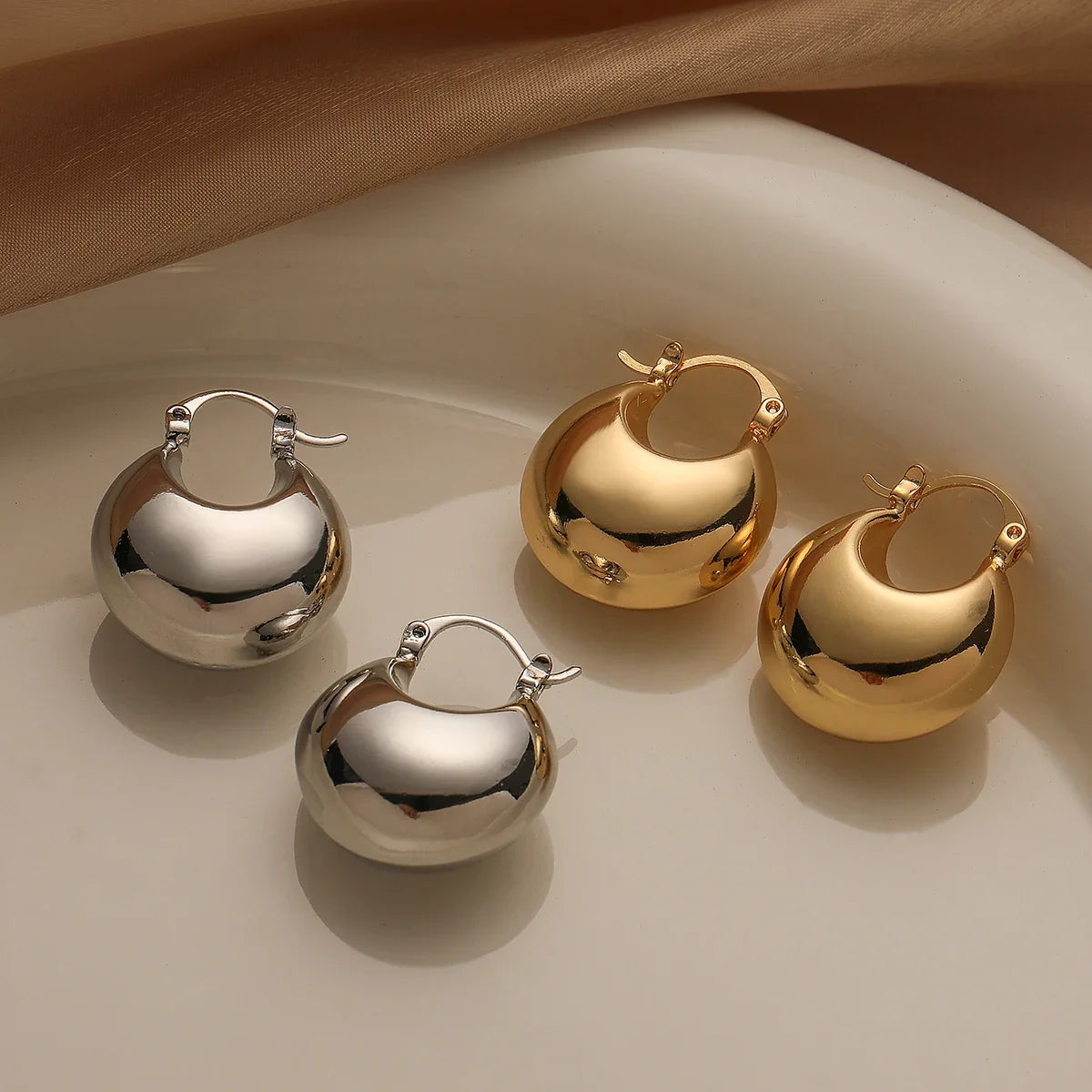 NEWBUY Hot Sale Silver/Gold Color Geometric Shape Hoop Earrings For Women