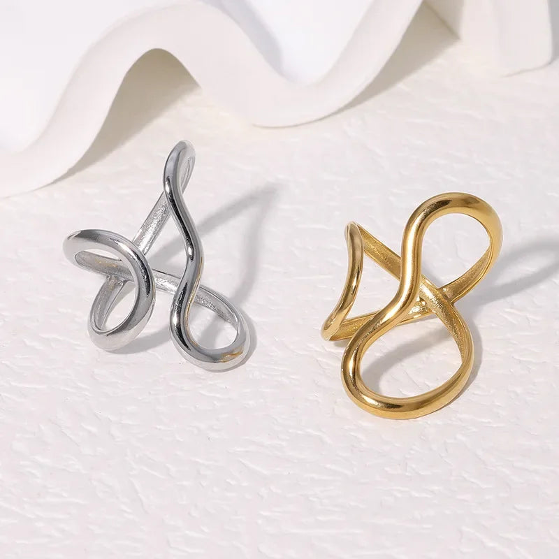 LATS Stainless Steel Gold Color Rings for Women Men 2024 Colorfast Popular Party Personalized Exaggerated Charms Jewelry Gifts