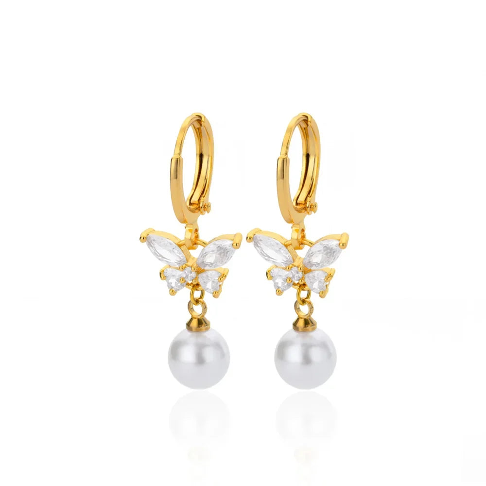 Zircon Butterfly Pendientes Earrings for Women Stainless Steel Gold Color Piercing Earring Girl y2k Jewelry aretes bijoux mujer