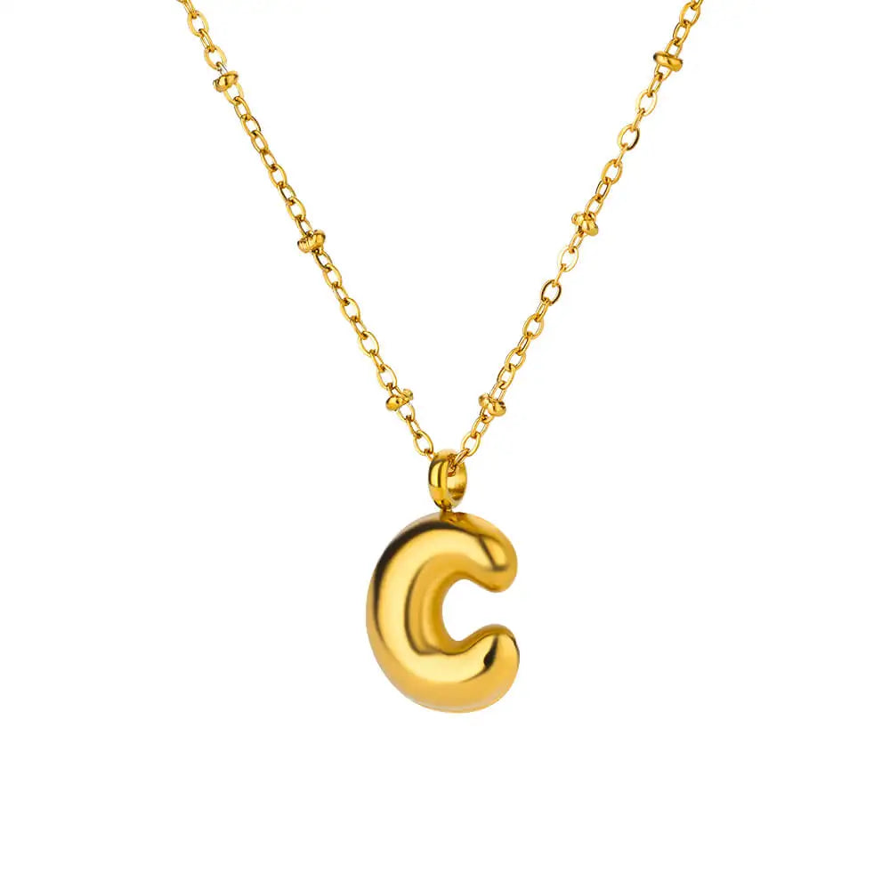 Vintage Initial Letter Necklaces For Women Stainless Steel Chain Collar Pendant Necklace 2024 New Wedding Couple Jewelry Gift