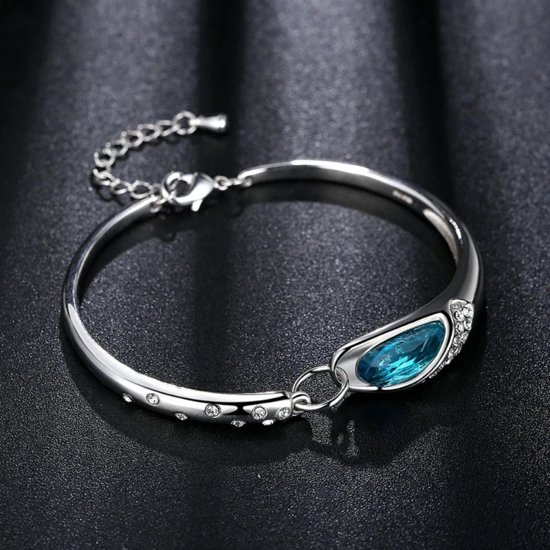 1pcs Blue Gemstone Bracelet Exquisite And Minimalist Style Lightweight Adjustable Chain Women's Daily Accessories Bracelet