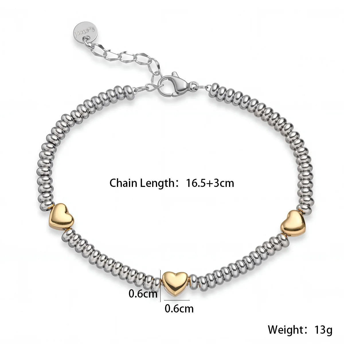 NEWBUY Hot Sale Non-Fading Stainless Steel Jewelry Gold Color Heart/Star Silver Beads Charm Bracelets For Women Wholesale