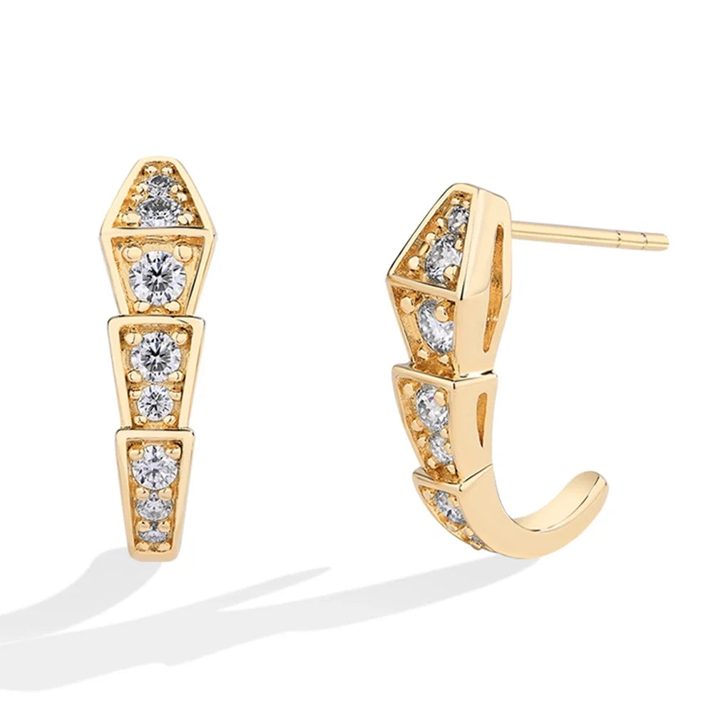 MINTYBOX Snake Moissanite Stud Earrings for Women S925 Sterling Silver Diamond Earring Luxury Engagement Wedding Fine Jewelry