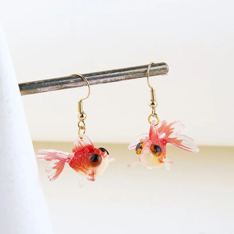 Creative Goldfish Earring Unique Transparent Goldfish Pendant Earring Cute Koi Fish Drop Earrings Personalized Jewelry Wholesale