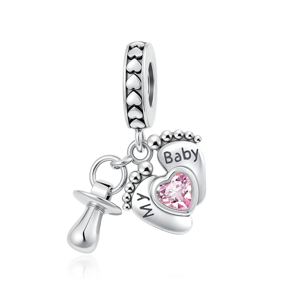 2026 Spring Pink Series Ballon Butterfly Flower Pendant Fit S925 European 925 Sterling Silver Bracelet Bangles Necklace