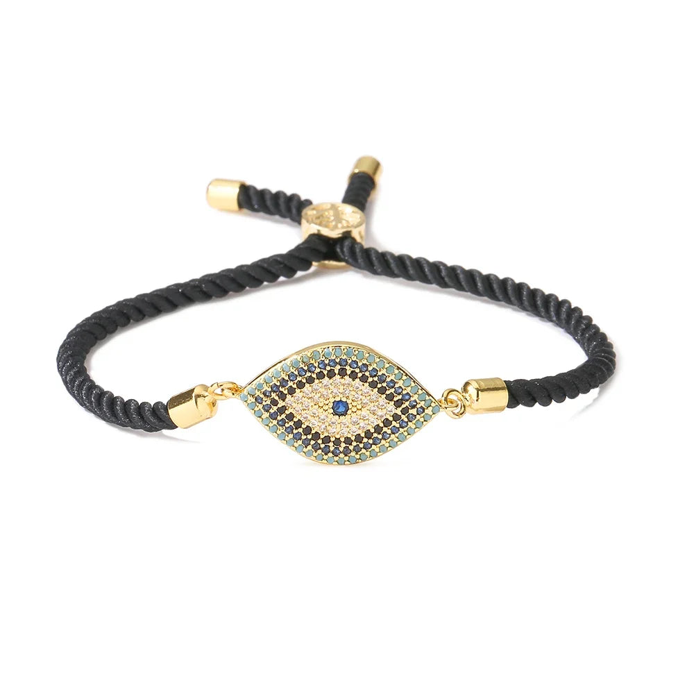 NEWBUY 2026 Trendy Turkish Gold Color Evil Eye Bracelet Adjustable AAA CZ Pave Setting Female Luckry Party Jewelry Gift