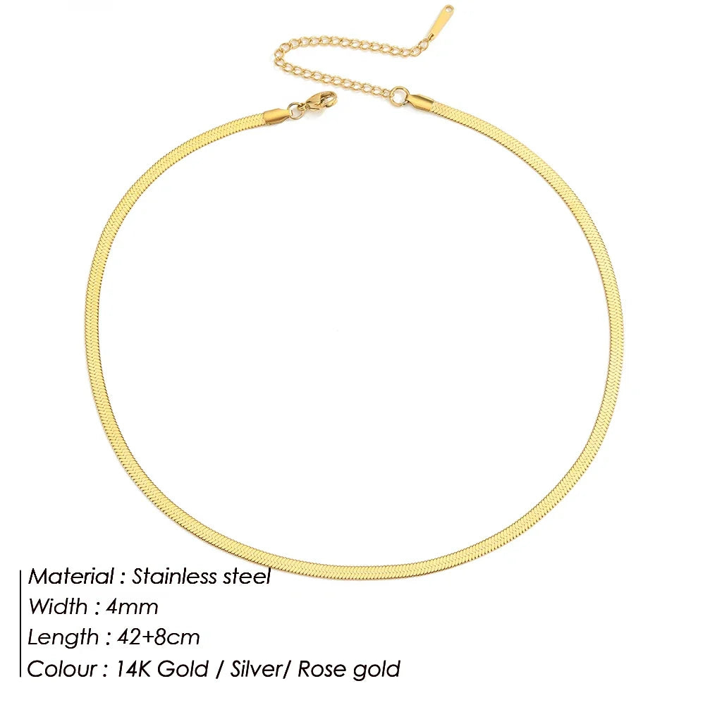 SUNIBI Stainless Steel Necklaces for Women Gold Color Basic Punk Link Chain Necklace Solid Metal Jewelry Wholesale/dropshipping