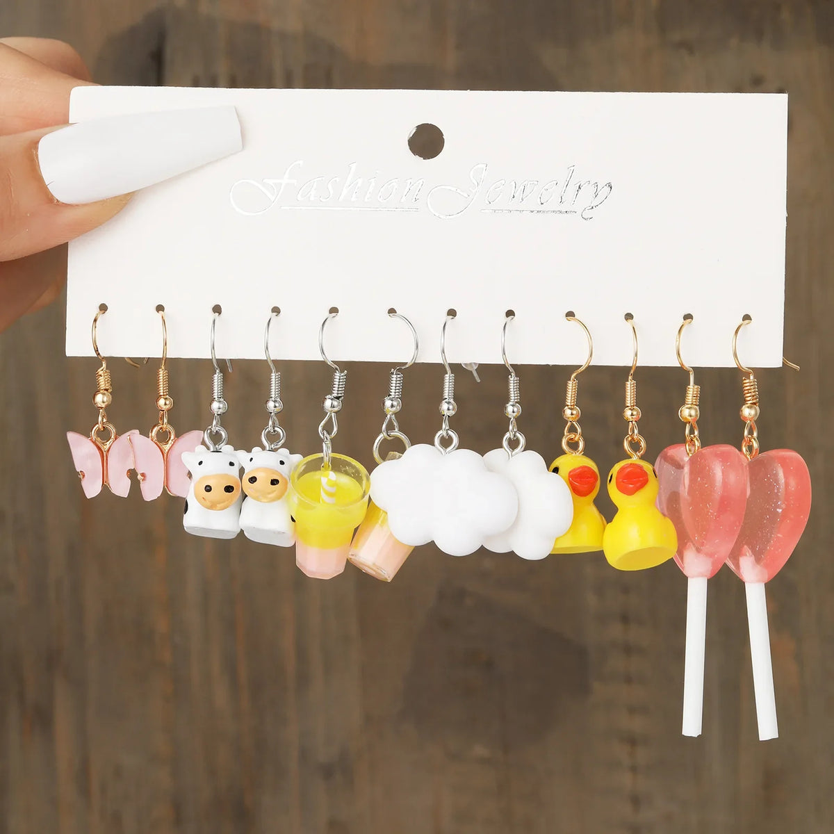 New Fashion Cute Cartoon Pink Earring Set Colorful Dopamine Acrylic Earrings for women Girls New Trendy Jewelry Accessories Gift