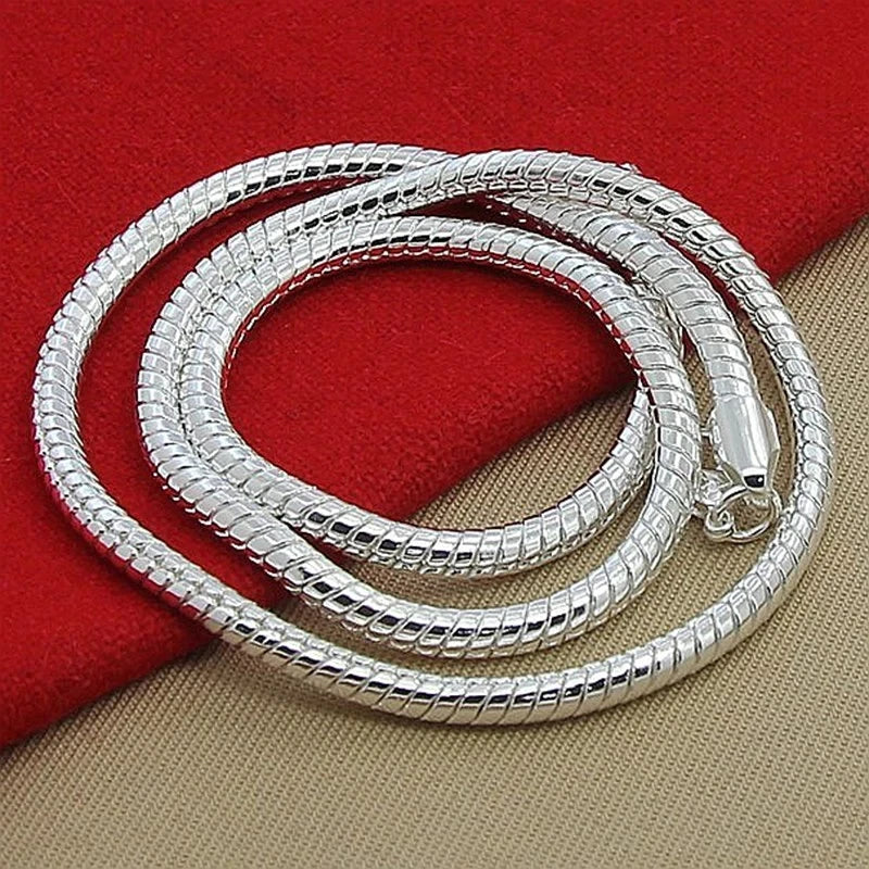 40-60cm 925 sterling Silver solid 3MM Chain Snake Necklace Bracelet Fashion Jewelry For Women Men Sets  Charm Wedding