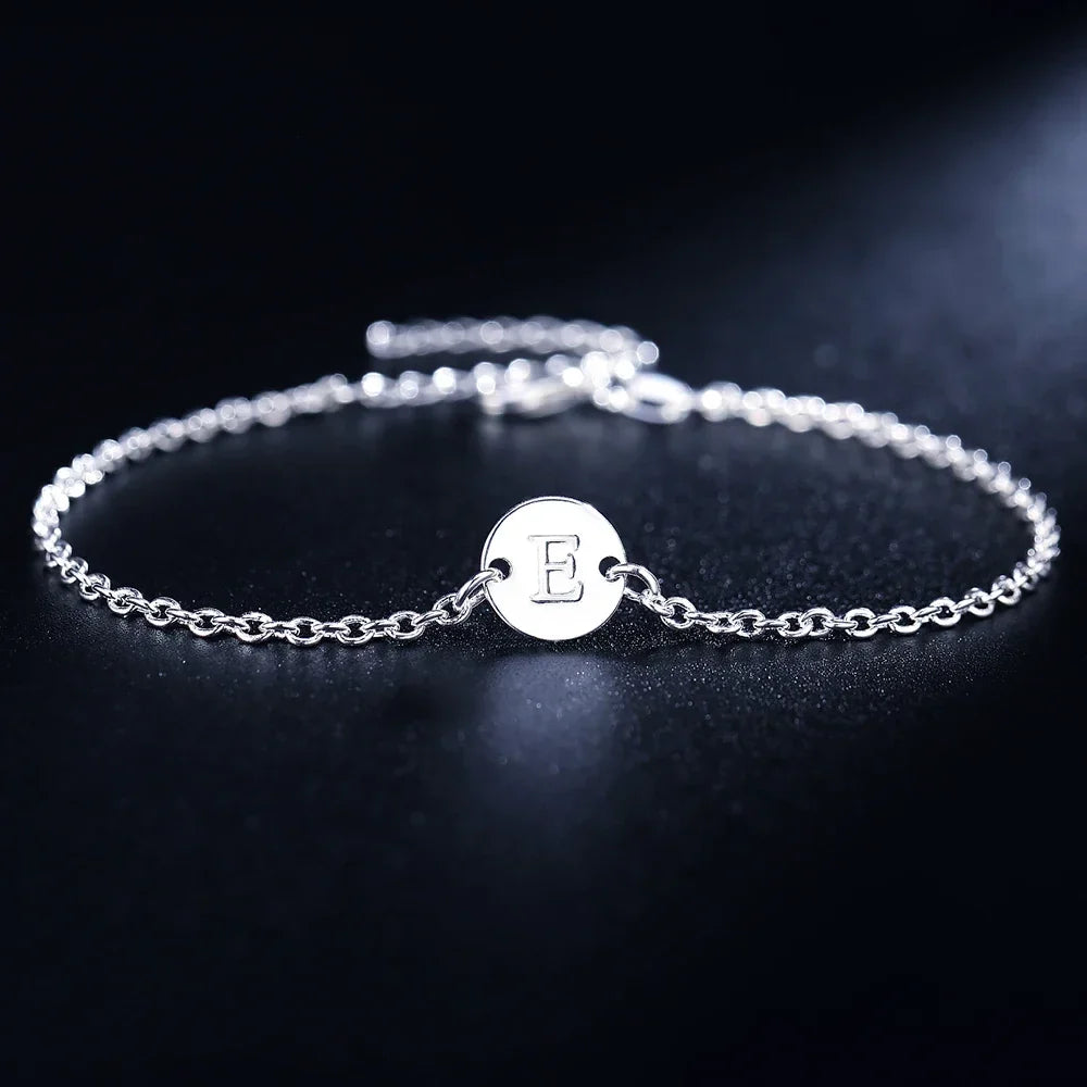New trend 925 sterling Silver 26 letter cards Chain Bracelets for Women Fashion wedding Party fine Jewelry Christmas Gifts