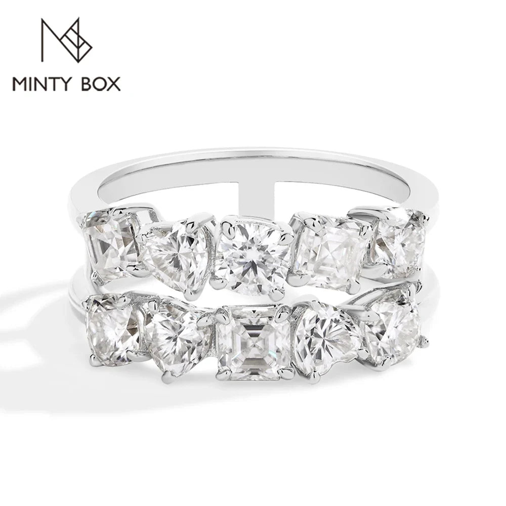 MINTYBOX 3.5ct Moissanite Wedding Band Ring with Lab Diamond S925 Sterling Silver Engagement Rings For Women Fine Jewelry Gift