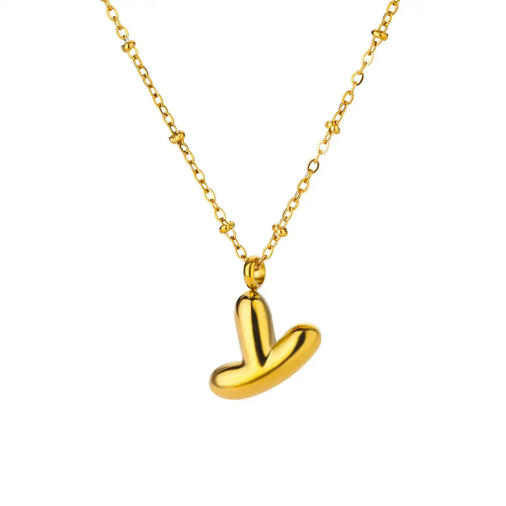 Vintage Initial Letter Necklaces For Women Stainless Steel Chain Collar Pendant Necklace 2024 New Wedding Couple Jewelry Gift
