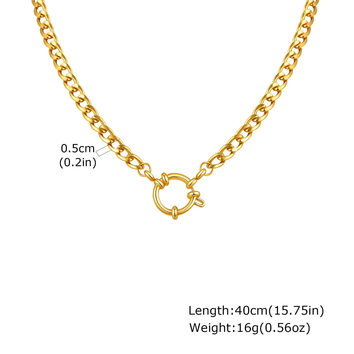 Paperclip Chain Choker Necklace, Women's Stainless Steel Spring Buckle Penddant Necklace, Waterproof 18k Gold Plated Jewelry