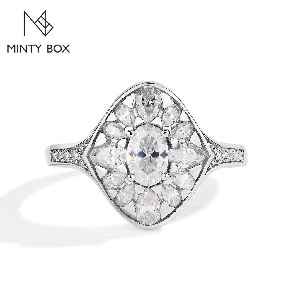 MINTYBOX 925 Sterling Silver Full Moissanite Engagement Ring For Women Oval Cut 0.5ct Diamond Rings Luxury Wedding Fine Jewelry