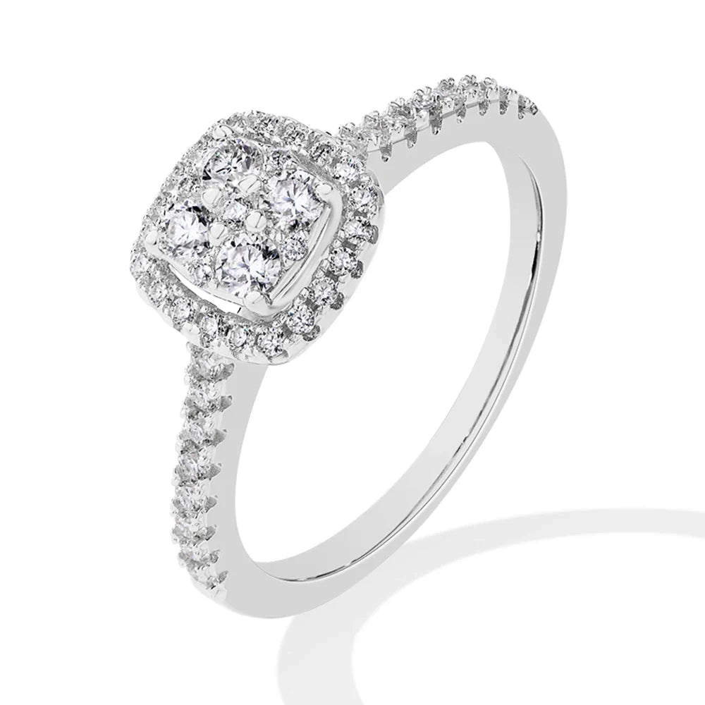 MINTYBOX S925 Sterling Silver Halo Moissanite Engagement Ring for Women Classic Lab Diamond Rings 18K Plated Wedding Fine Jewelr