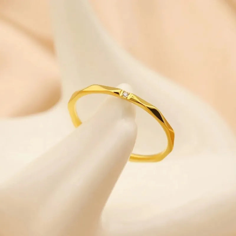 1mm Thin Stackable Ring Stainless Steel Single CZ V Faceted Knuckle Midi Ring for Women Girl Size 5-10