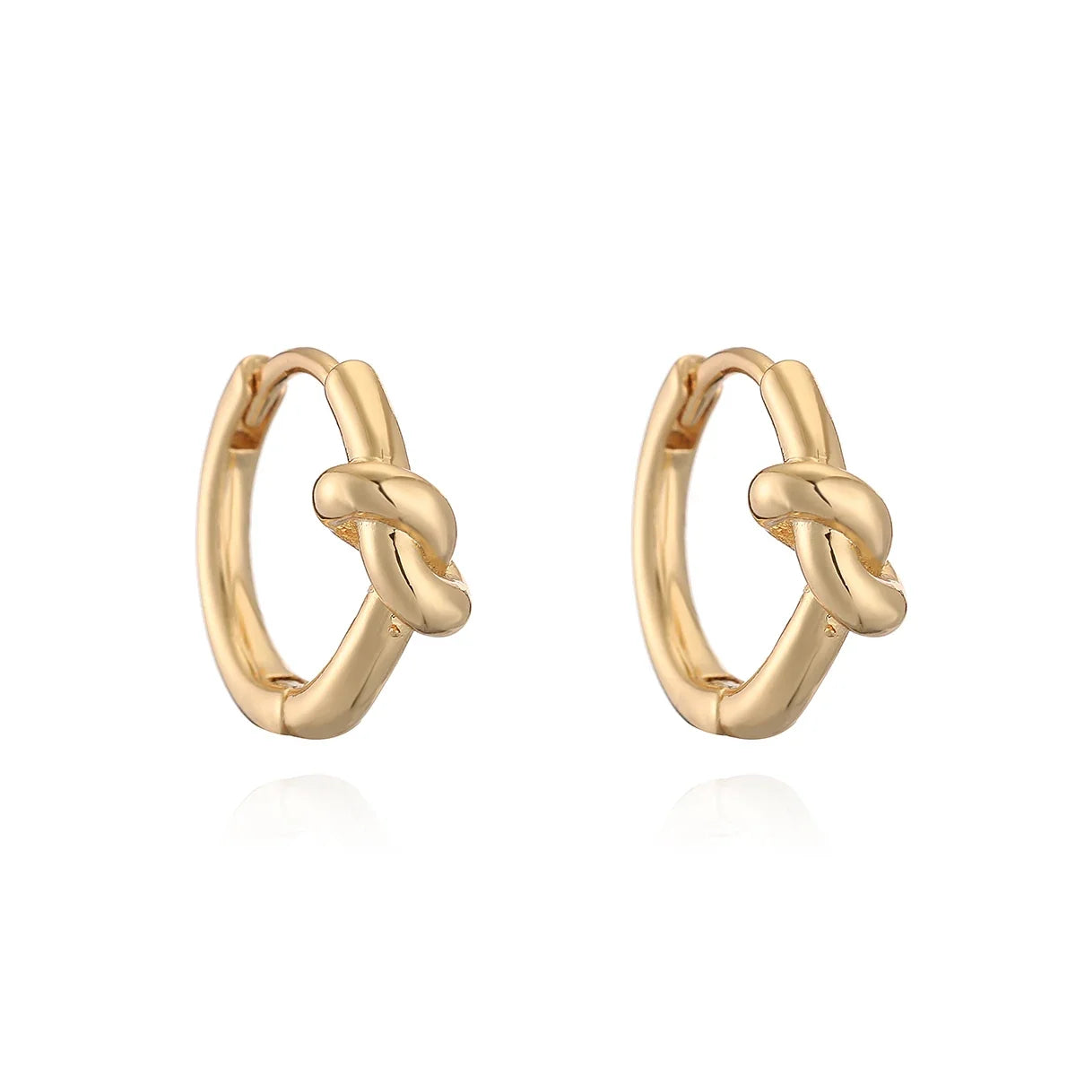 NEWBUY Simple Design Silver/Gold Color Knot Shape Cute Hoop Earrings For Women Minimalist Metal Style Jewelry Female