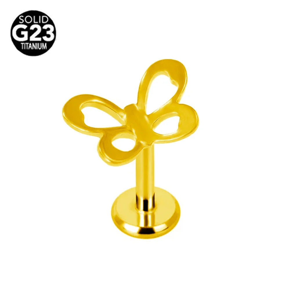 G23 Titanium Snake Bee Feather Labret Piercing 16G Internal Thread Earring Stud Cartilage Helix Body Jewelry
