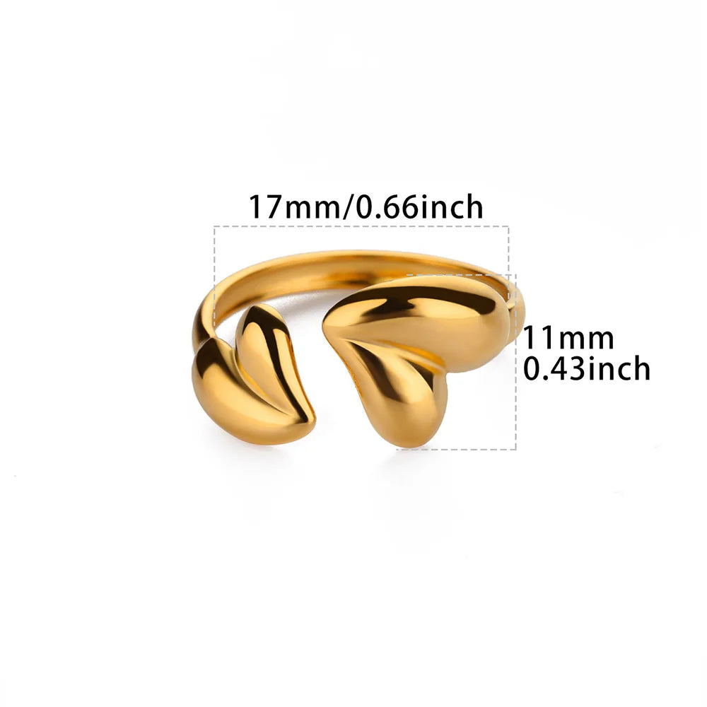 Irregular Heart Design Stainless Steel Open Rings For Women Gold Color Wedding Aesthetic Ring Jewelry Accessories Christmas Gift