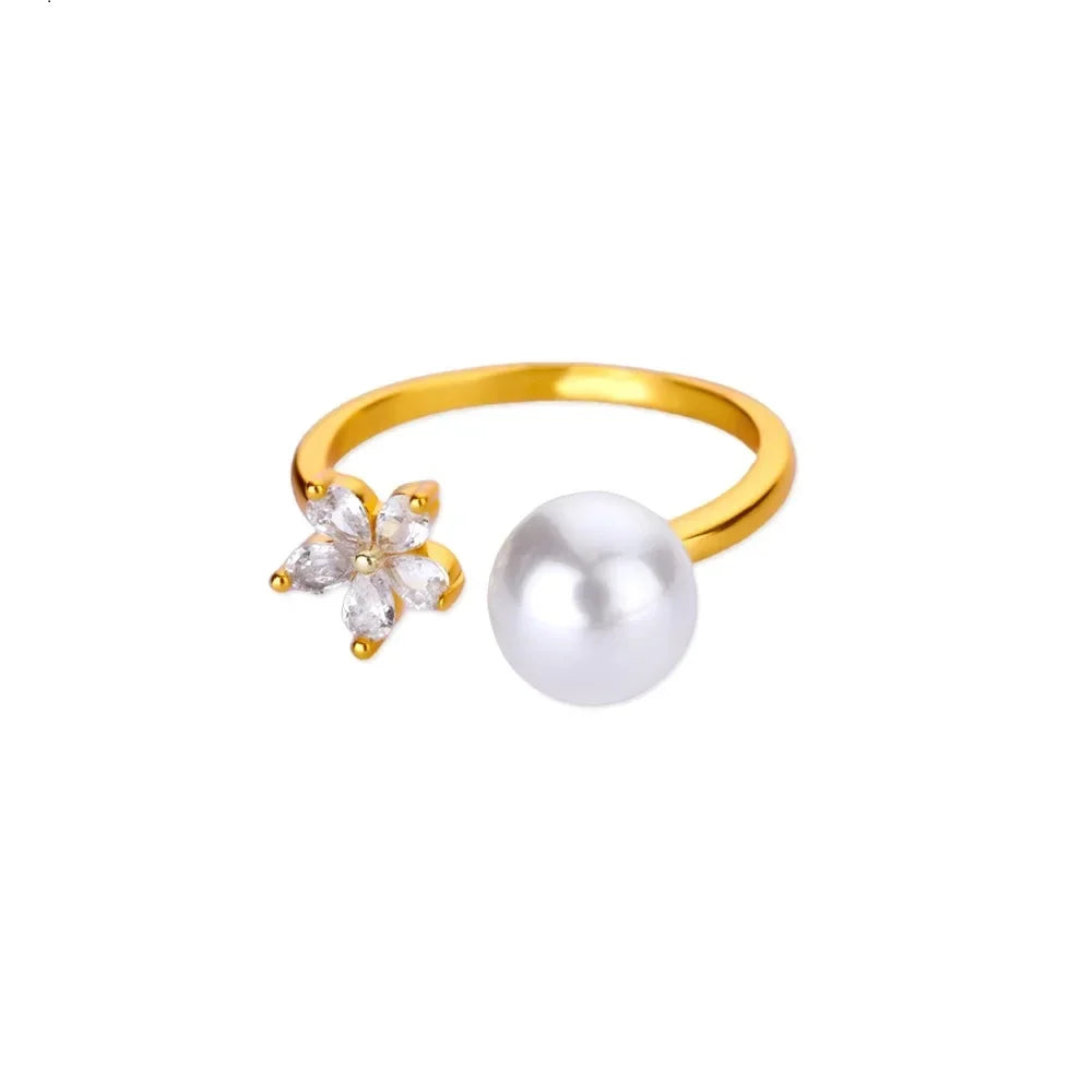 Luxury Zircon Butterfly Flower Rings for Women Stainless Steel Gold Color Cheap Ring Fashion Wedding Couple y2k Jewelry anillos