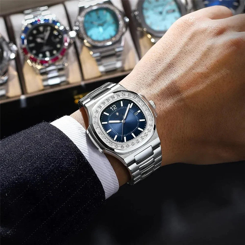 Luxury Digital New Diamond Watch For Man Fashion Quartz Wristwatches Mens Automatic Watches Man Gifts Clock Tudo Por 1 Real