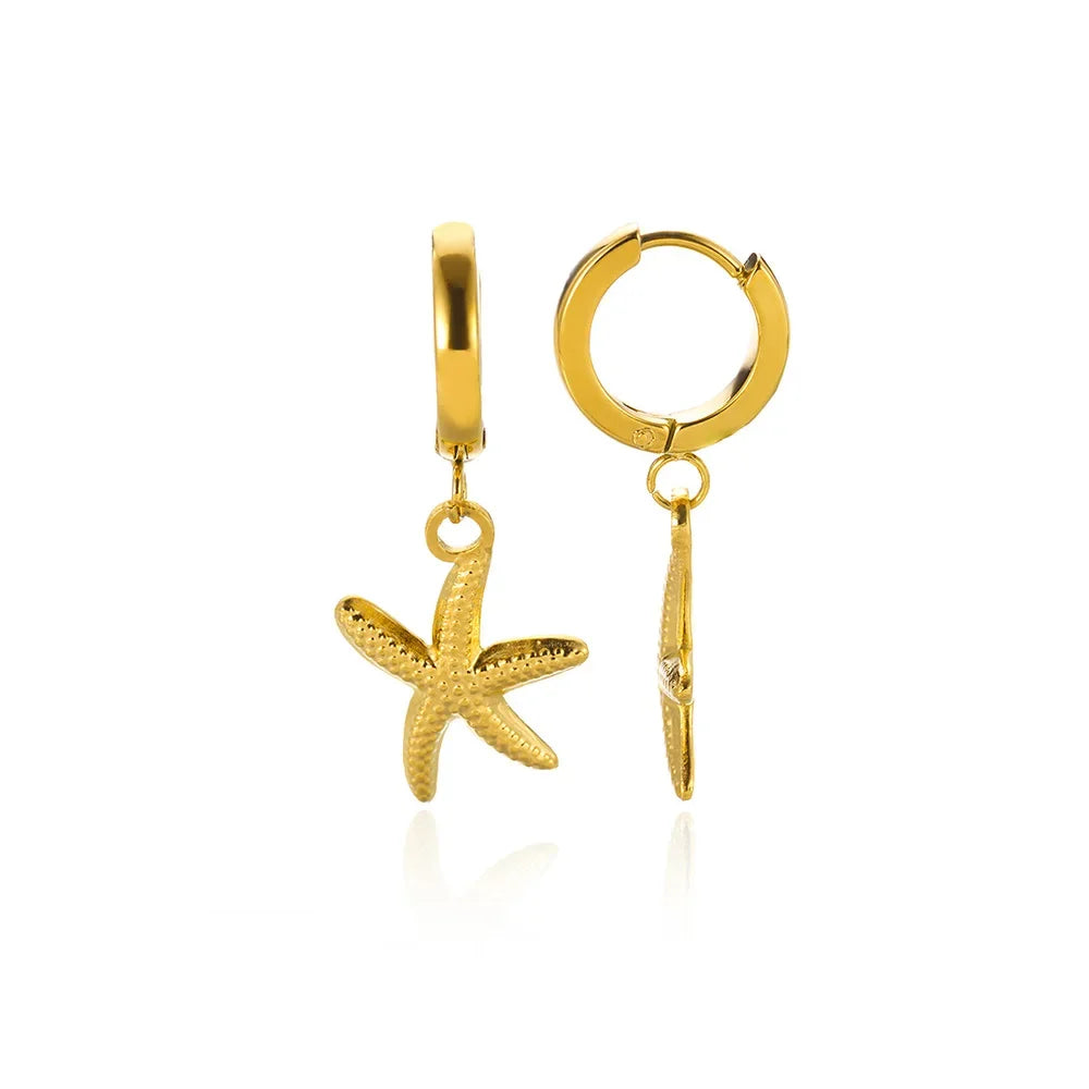 Geometric Flower Stainless Steel Earrings Women Sweet Sunflower Star Gold Color Ear Piercing Jewelry Wedding Accessories Gifts