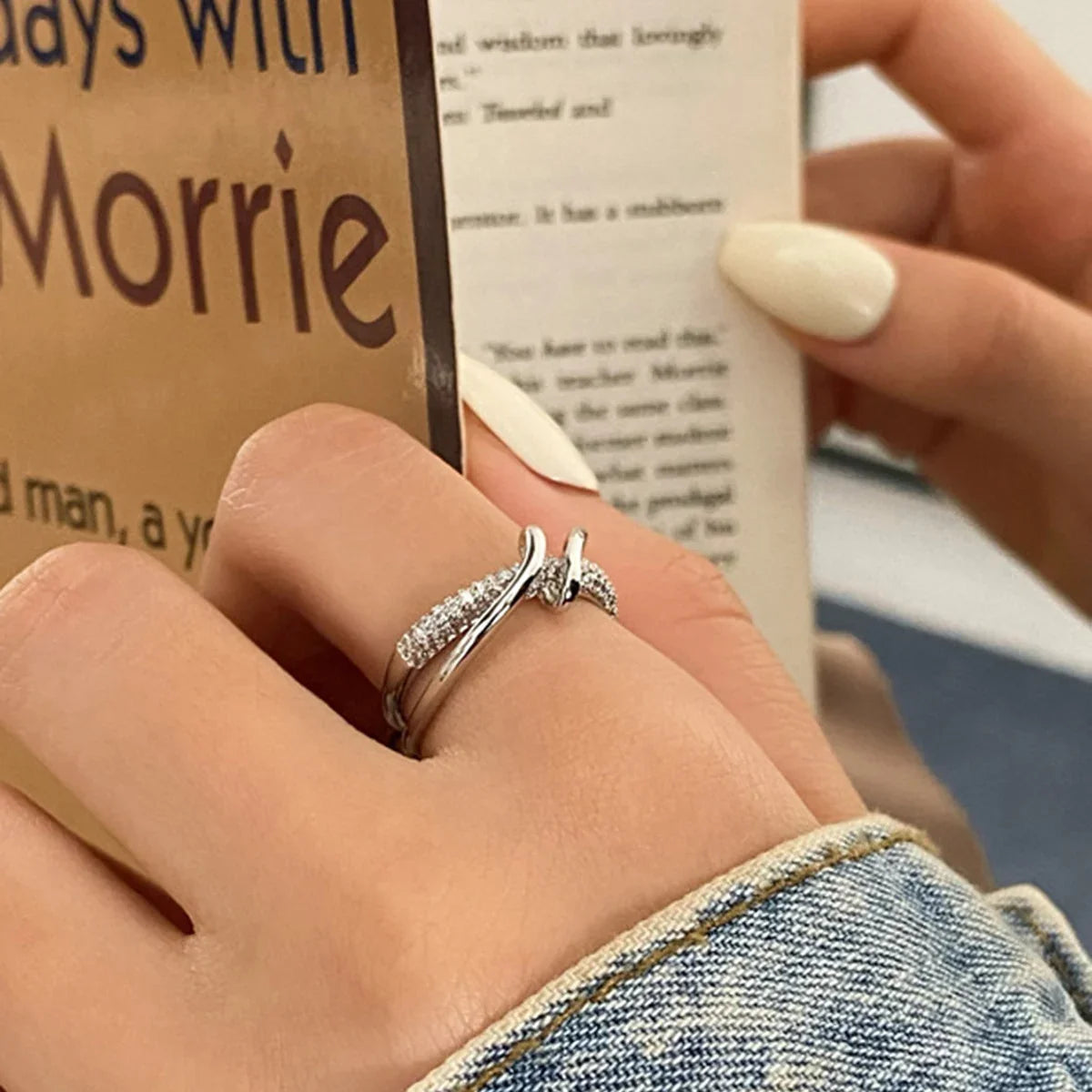 Korean Punk Cubic Zirconia adjustable ring for Women Office Party Friends Gifts Jewelry Accessories