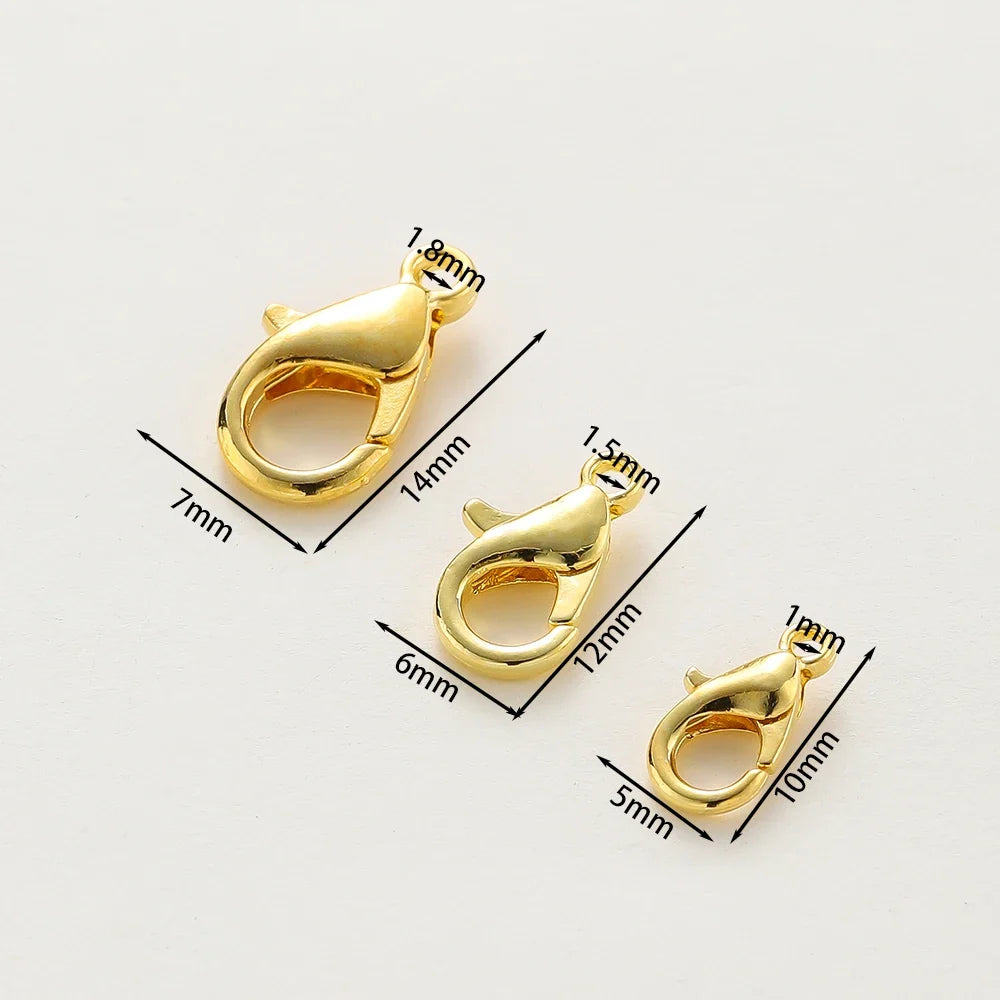 10pcs/lot 14K 18K Gold Plated Necklace Extender Chain Lobster Clasps Jump Ring Connectors Clips For DIY Jewelry Bag Craft Making