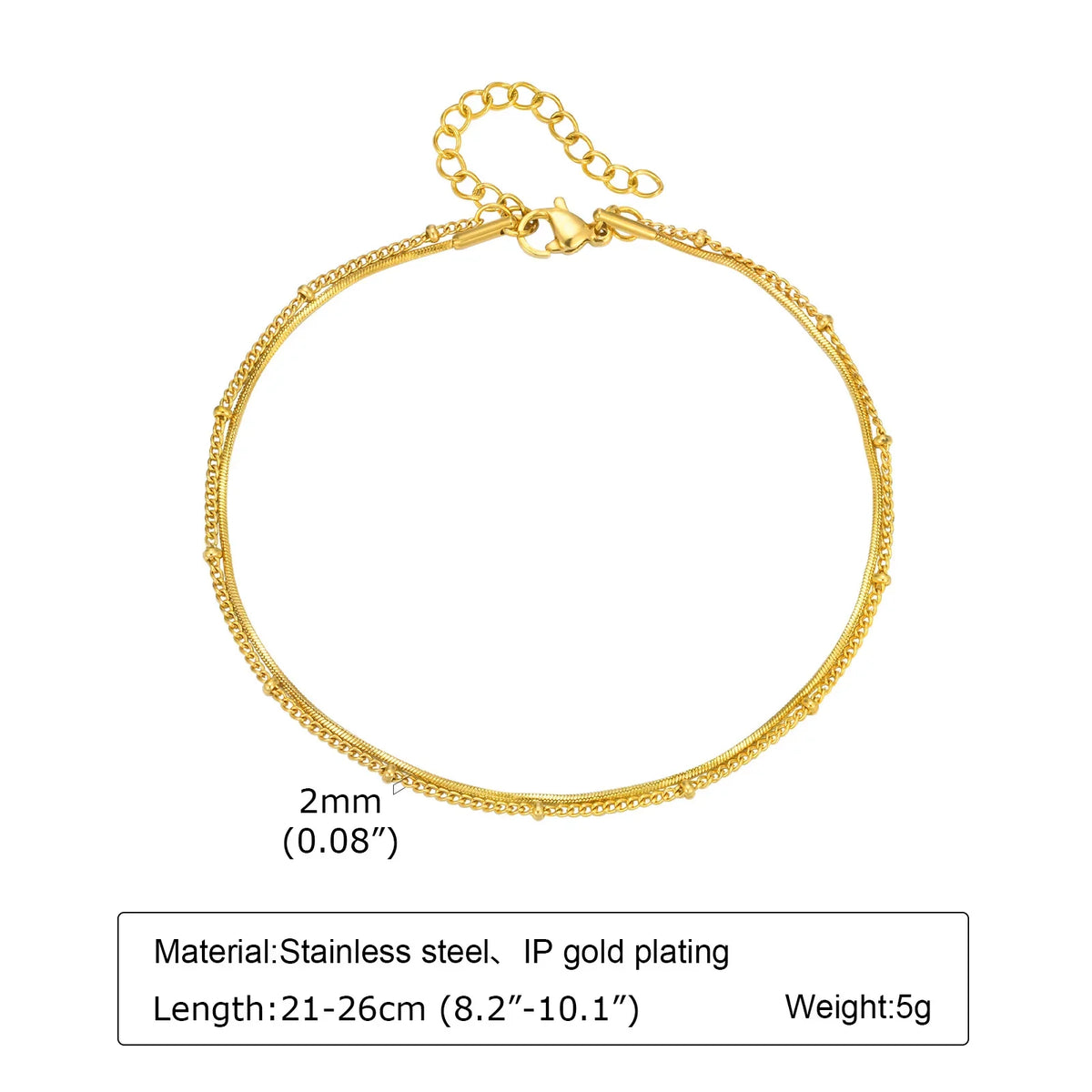 Anklet Bracelet on Legs Stainless Steel ,waterproof Adjustable Beach Beaded Ball Cuban Link Summer Boho Foot Jewelry for Women