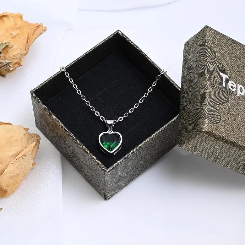 925 Sterling Silver Red Greem Blue Heart Zircon Neck Chain Pendants Necklaces For Women Luxury Jewelry Accessories Argent 925