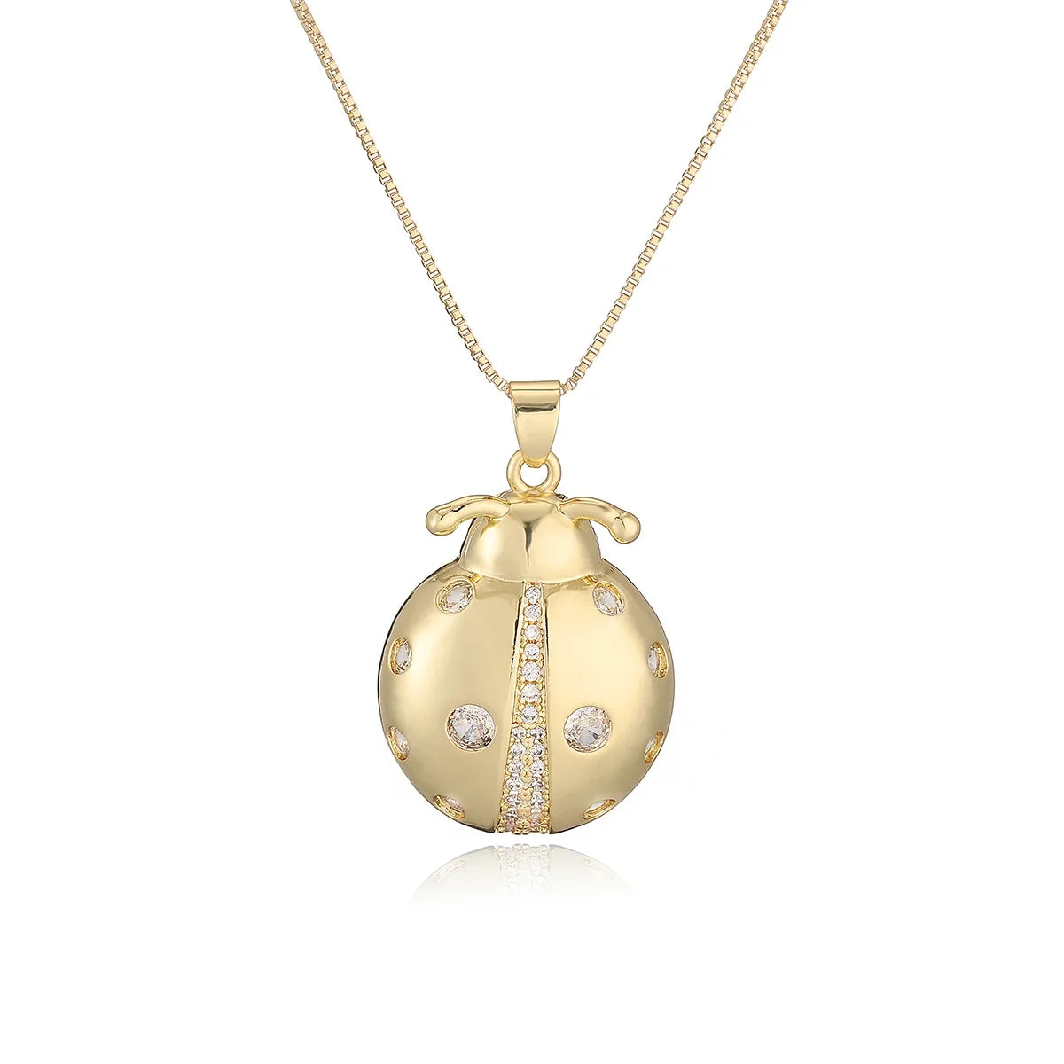 NEWBUY 2025 New Arrival Gold Color Delicate Ladybug Pendant Necklaces For Women AAA Cubic Zirconia Copper Jewelry Gift