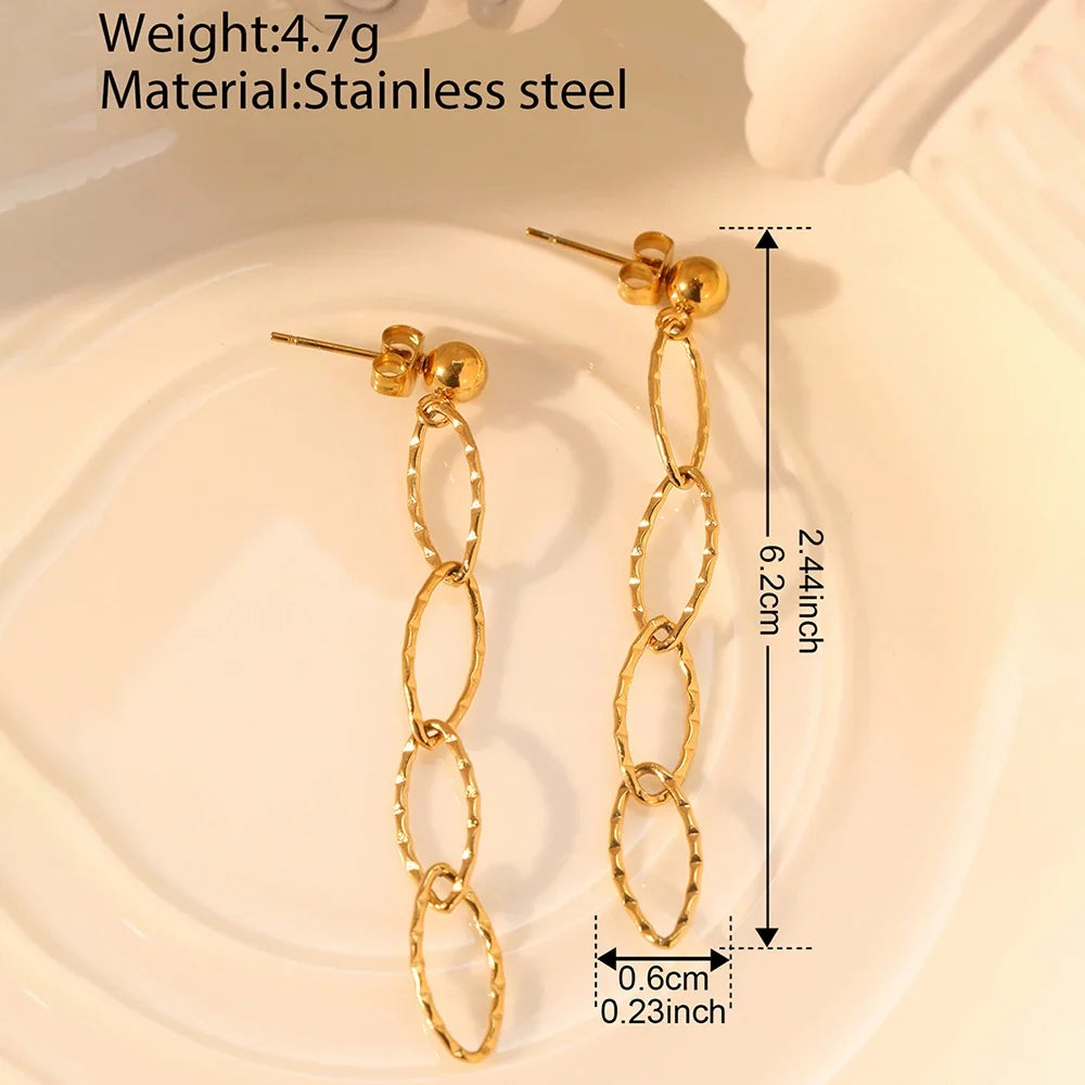 Stainless Steel Earrings Personality Irregular circle Long Fashion Simplicity High-end Sense Dangle Earrings For Women Jewelry