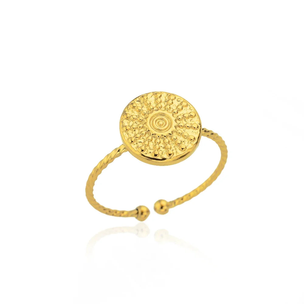 Green Zircon Evil Eye Rings For Women Stainless Steel Gold Color Geometric Open Ring New Wedding Waterproof Fashion Jewelry Gift