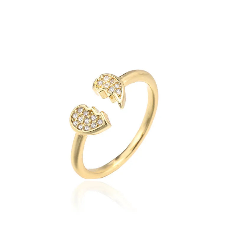 NEWBUY Fashion Gold Color Copper Wedding Jewelry Luxury AAA CZ Zircon Lock & Key Charm Finger Ring Adjustable For Women Girl