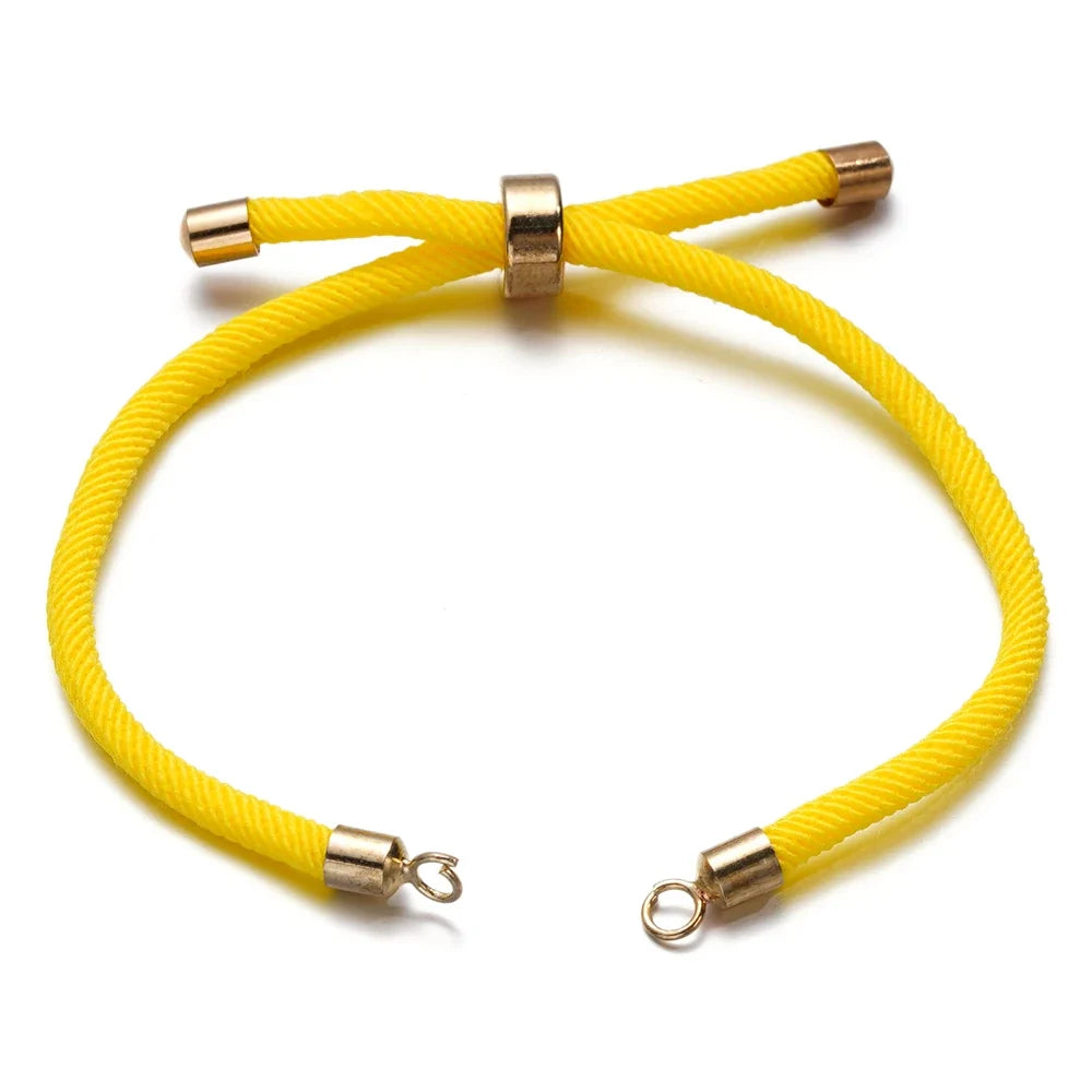 1pc Adjustable Nylon Braided Twisted Cords Slider Friendship Bracelets with Brass Cord End for Jewelry Making DIY Findings