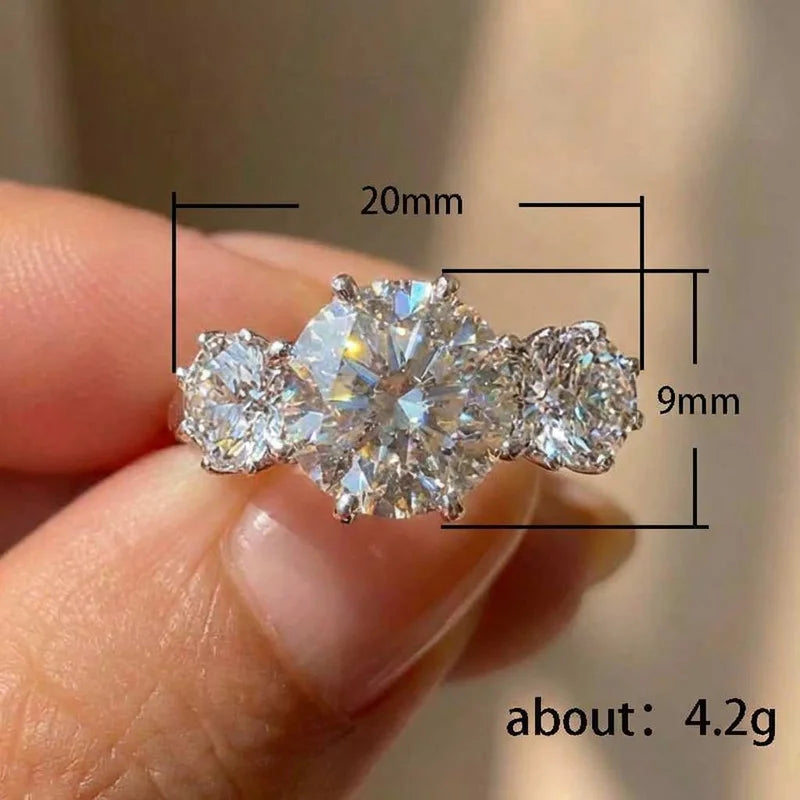 925 Sterling Silver Simple Elegant Woman Wedding Rings with Brilliant Cubic Zirconia Stone Engagement Rings Eternity Jewelry