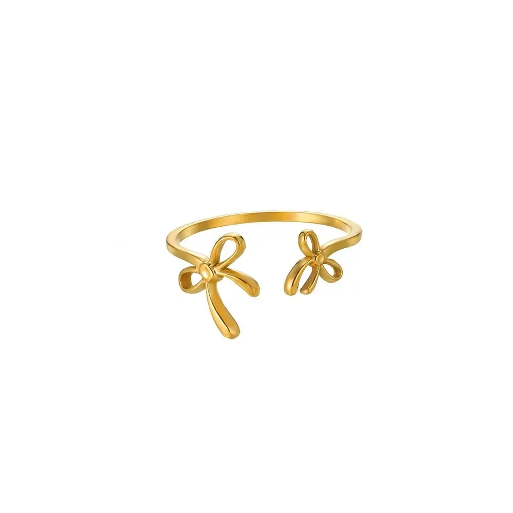 Luxury Zircon Butterfly Flower Rings for Women Stainless Steel Gold Color Cheap Ring Fashion Wedding Couple y2k Jewelry anillos