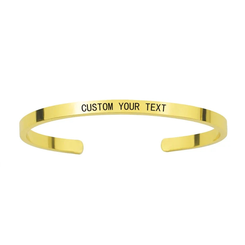 1PC Personalized Engraved Name Stainless Steel Bracelet Custom Words Letters Bracelet Cuff Bangle for Women Men