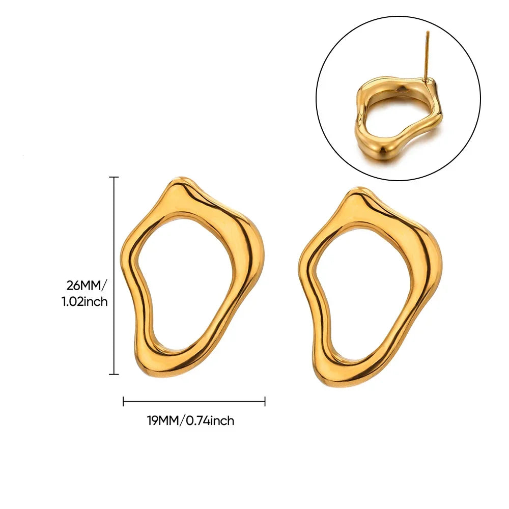 Geometric Flower Stainless Steel Earrings Women Sweet Sunflower Star Gold Color Ear Piercing Jewelry Wedding Accessories Gifts