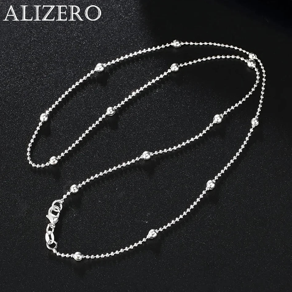 925 Sterling Silver charms Round beads chain Necklace For Women 16-24 inch Fashion party wedding noble Jewelry Holiday gifts