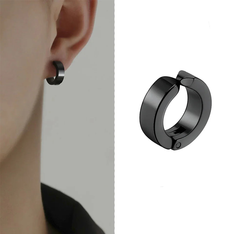 ZAKOL 2pcs/set Fashion Ear Clip Non Piercing Earrings Fake Earrings for Men Circle Round Earring Punk Rock Style Jewelry Gift