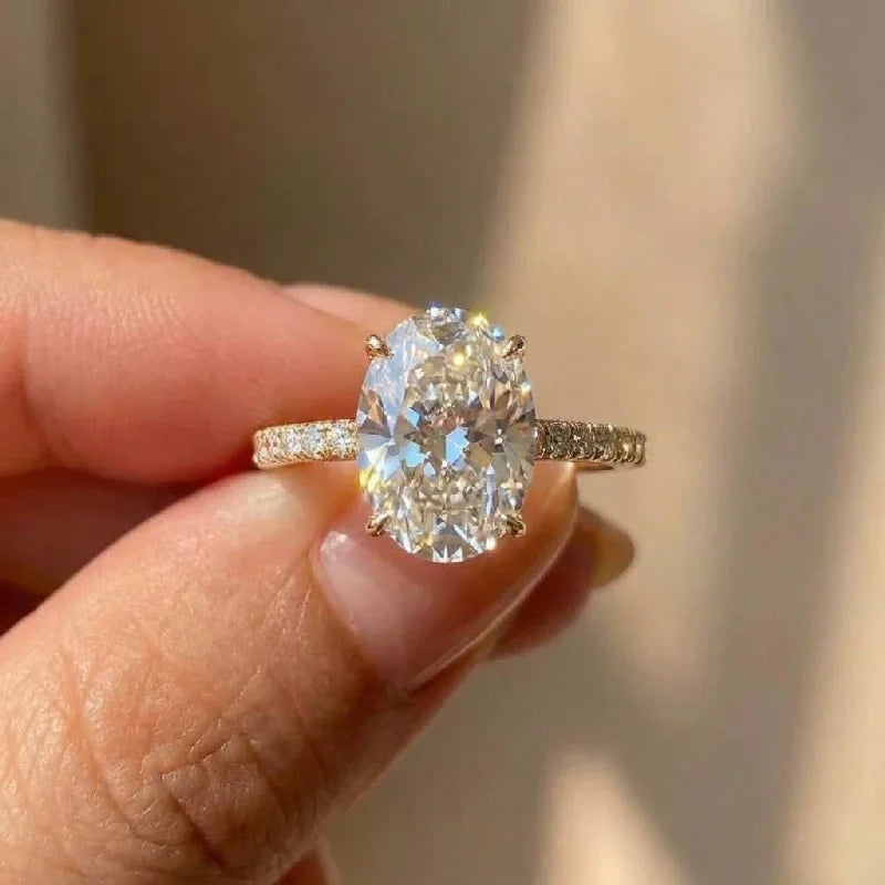 925 Sterling Silve Zircon Gorgeous Shiny Oval Stone Rings for Women Gift Engagement Wedding Luxury High Quality Fine Jewelry