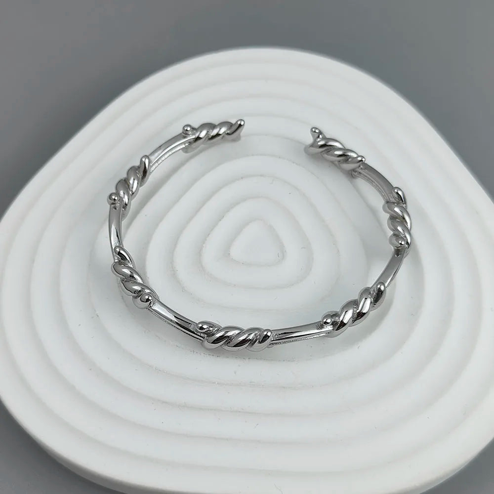 New style wire wrapped thorn stainless steel gold plated 18K bracelet, high quality waterproof silver jewelry, couple gift